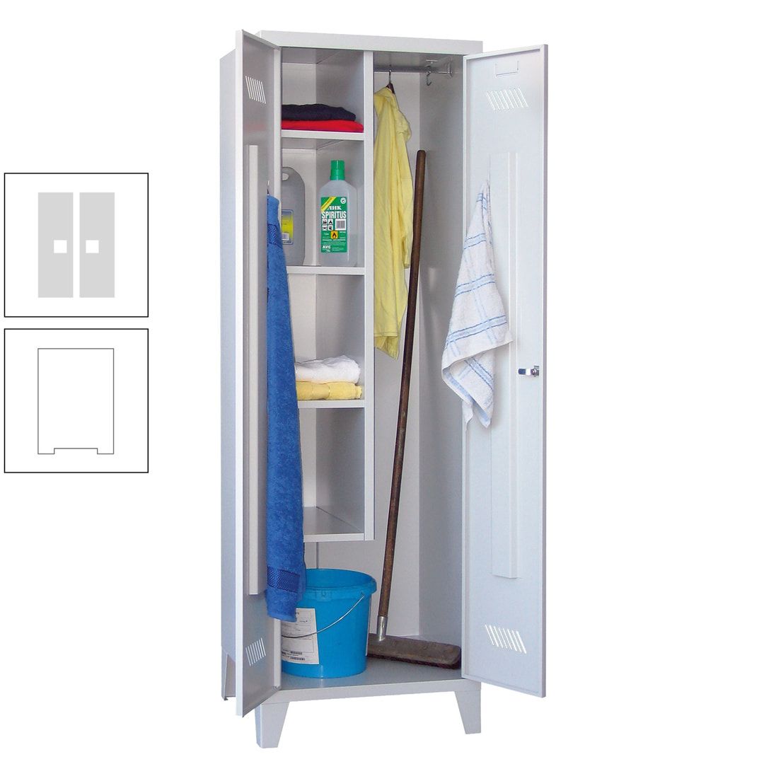 Putzschrank mit Füßen - 1 Abteil mit Trennwand - 1.850x600x500 mm (HxBxT) - Drehriegel - anthrazitgrau