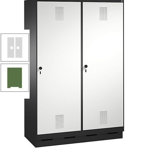 Doppel-Spind, Garderobenschrank, 2 Türen für 4 Abteile a 300 mm, Korpus anthrazitgrau, Türen anthrazitgrau, 1.800 x 1.200 x 500 mm (HxBxT)