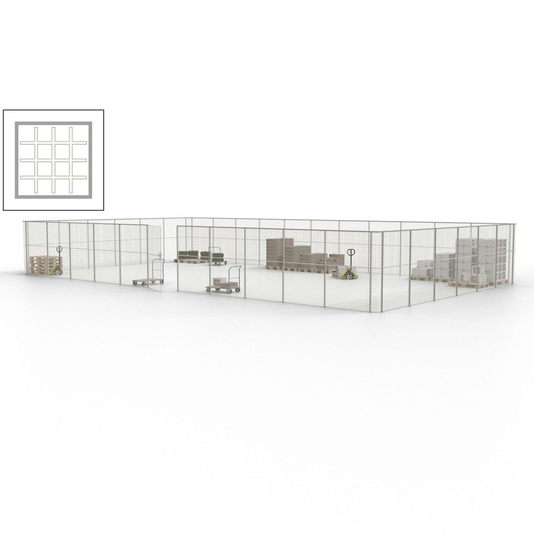 Maschinen Schutzgitter - Hallentrennwand - Sicherheitszaun - Tür - 51 m - 2.200 x 16.900 x 9.400 mm (HxBxT) - enzianblau