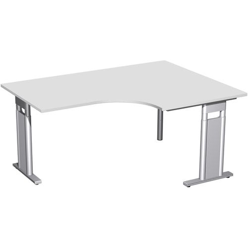 Eckschreibtisch, Eckteil 800 mm, rechts, Füße einseitig verkürzt, C-Fuß Pro, höhenverstellbar, 680-820 x 1.600 x 1.200 mm (HxBxT), Dekor Ahorn