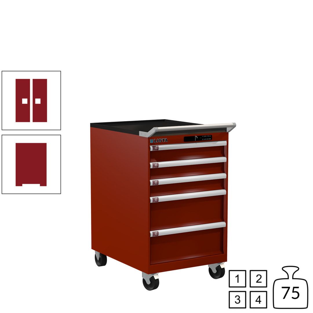 Lista Schubladenschrank - 14.397.010 - 990 x 564 x 725 mm (HxBxT) - 5 Schubladen - 75 kg - Key Lock - lichtblau (RAL 5012)