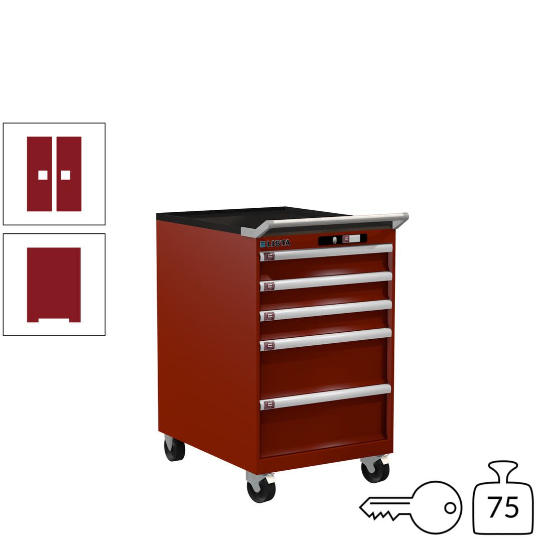 Lista Schubladenschrank - 14.397.010 - 990 x 564 x 725 mm (HxBxT) - 5 Schubladen - 75 kg - Key Lock - lichtblau (RAL 5012)