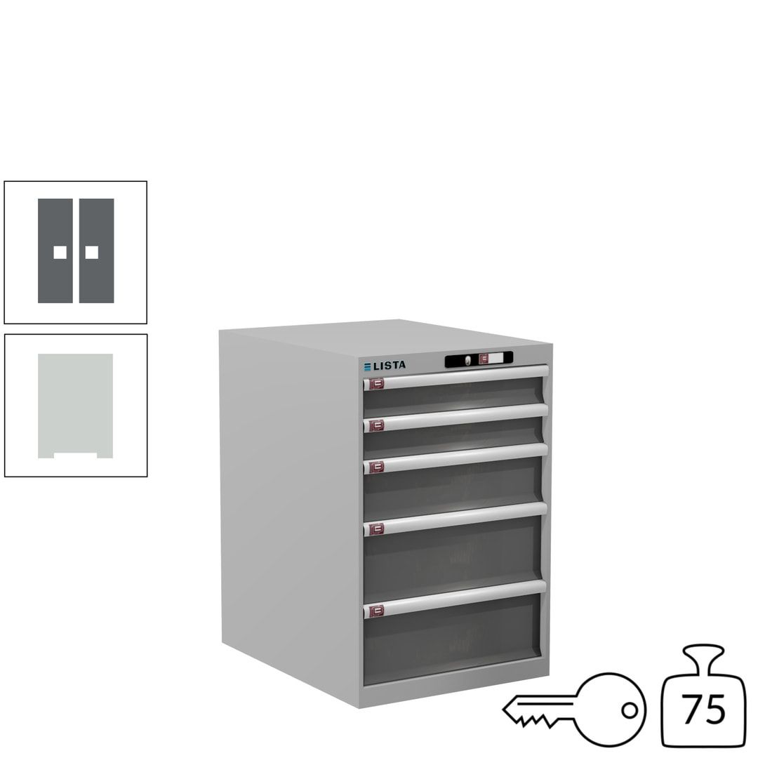 Lista Schubladenschrank - 14.399.010 - 850x564x725 mm (HxBxT) - 5 Schubladen - 75 kg - Key Lock - lichtblau (RAL 5012)