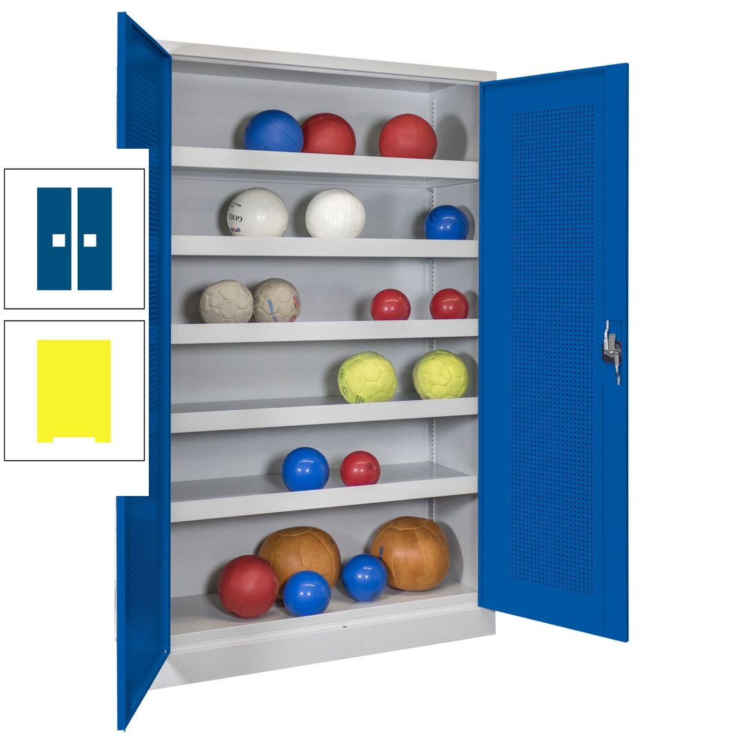 Ballschrank - Lochfeldtüren - 5 Böden - 1.950x1.200x500 mm (HxBxT) - anthrazitgrau