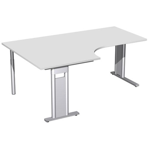 Eckschreibtisch, Eckteil 800 mm, Ecke links, Füße einseitig verkürzt, C-Fuß Pro, 720 x 1.600 x 1.200 mm (HxBxT), Gestell silber, Dekor Ahorn