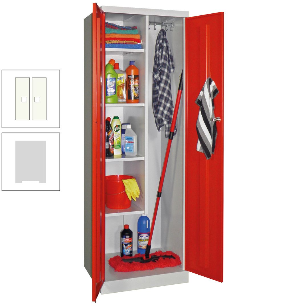 Putzschrank mit Sockel - 1 Abteil mit Trennwand - 1.800x600x500 mm (HxBxT) - Zylinderschloss - anthrazitgrau