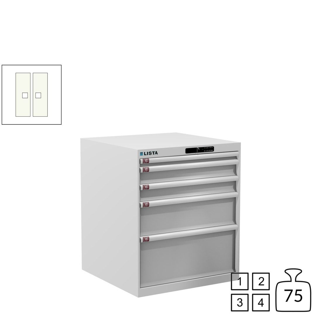 Lista Schubladenschrank - 14.411.010 - 850x717x725 mm (HxBxT) - 5 Schubladen - 75 kg - Key Lock - lichtblau (RAL 5012)