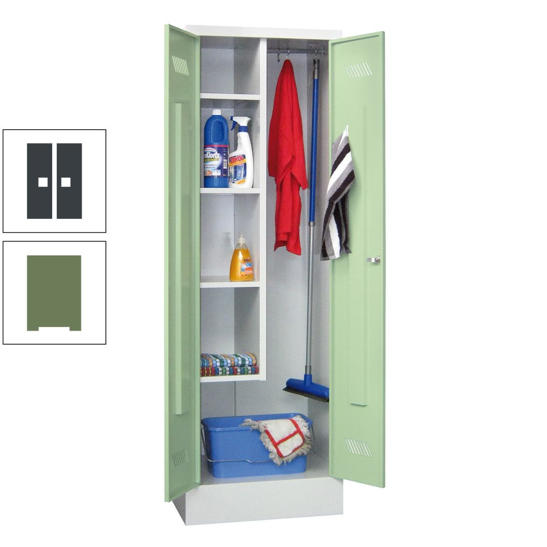 Putzschrank mit Sockel - 1 Abteil mit Trennwand - 1.850x600x500 mm (HxBxT) - Drehriegel - anthrazitgrau