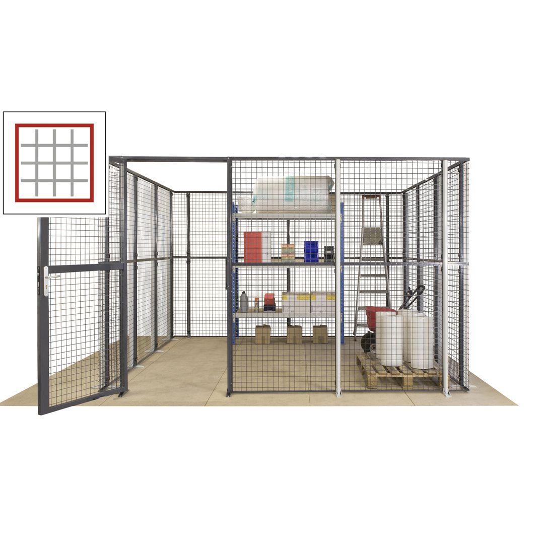 Maschinen Schutzgitter - Hallentrennwand - Sicherheitszaun - Tür - 72 m - 2.200 x 21.400 x 15.400 mm (HxBxT) - enzianblau