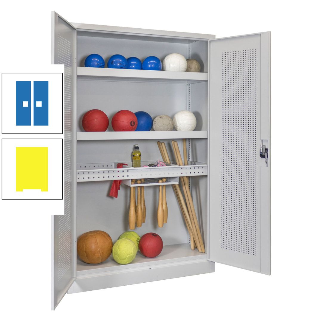 Sportschrank - Lochfeldtüren - Variante 2 - 1.950x1.200x500 mm (HxBxT) - anthrazitgrau
