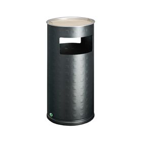 Abfallsammler Aluminium mit Ascher - rund - Volumen 37 l - 700 x 320 x 320 mm (HxBxT) - Farbe wählbar