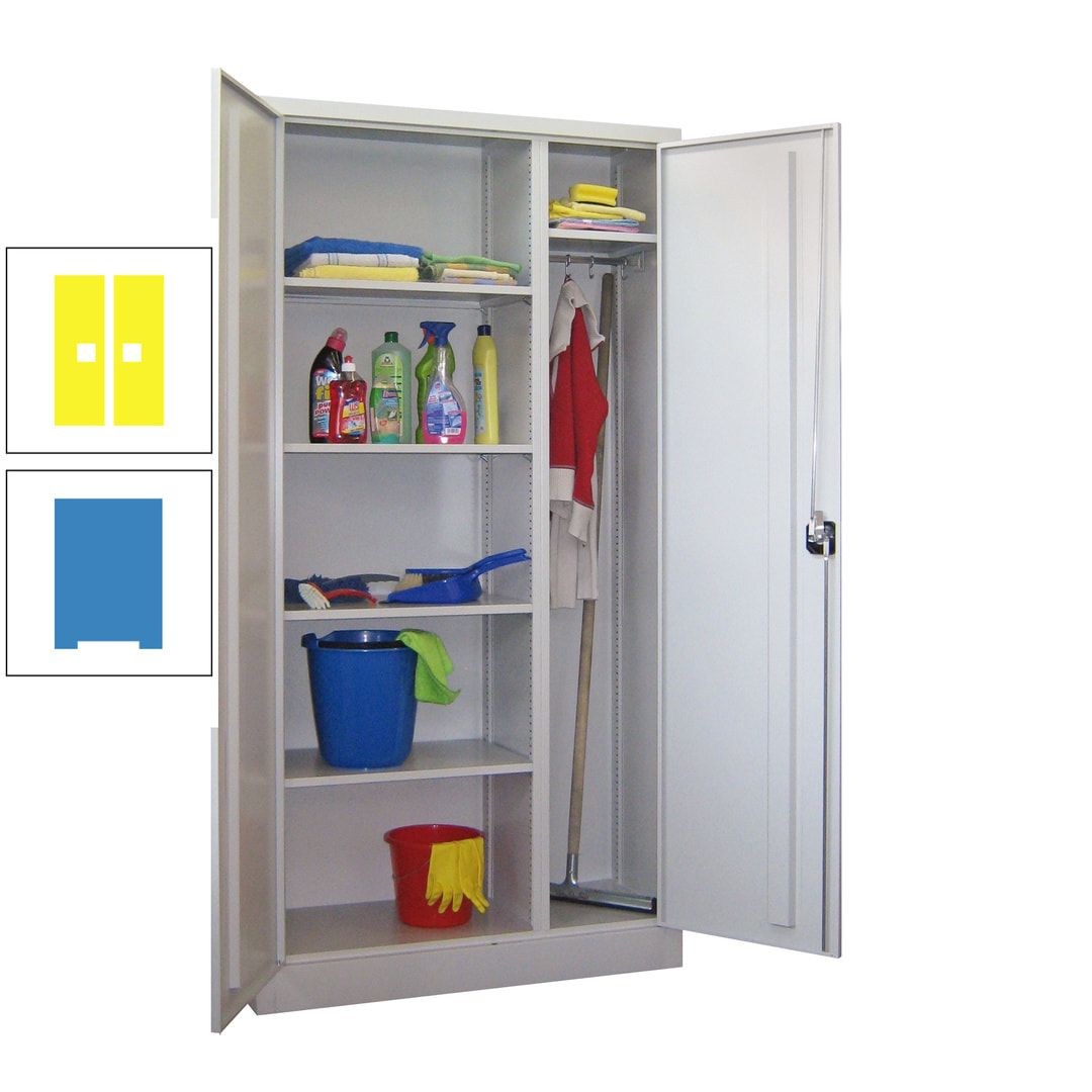 Putzschrank mit Trennwand - 1.950x1.000x400 mm (HxBxT) - Böden pulverbeschichtet - anthrazitgrau