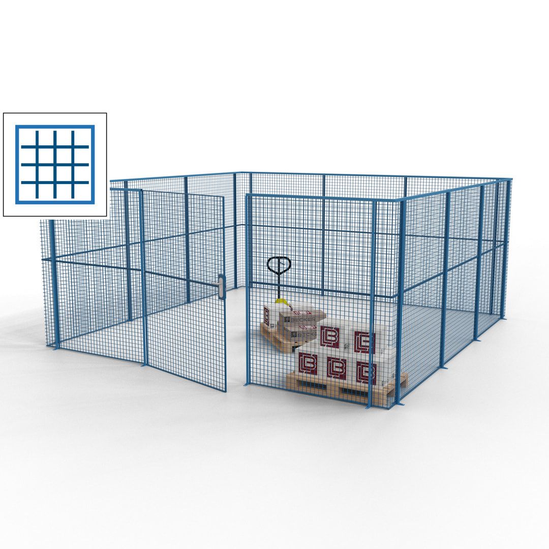 Maschinen Schutzgitter - Hallentrennwand - Sicherheitszaun - Tür - 18 m - 2.200 x 4.900 x 4.900 mm (HxBxT) - enzianblau