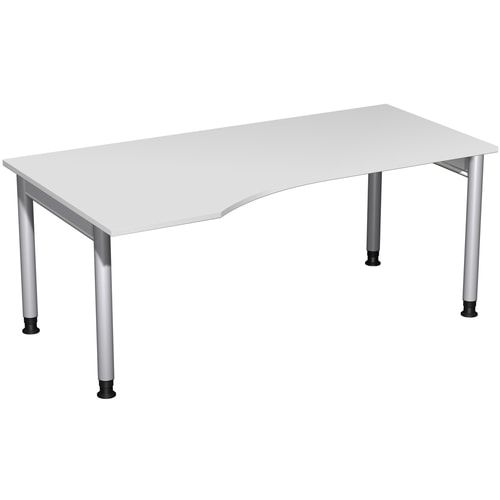 Eckschreibtisch, Ecke links, Füße einseitig verkürzt, 4-Fuß Pro, höhenverstellbar, 680-800 x 1.600 x 1.000 mm (HxBxT), Dekor Ahorn
