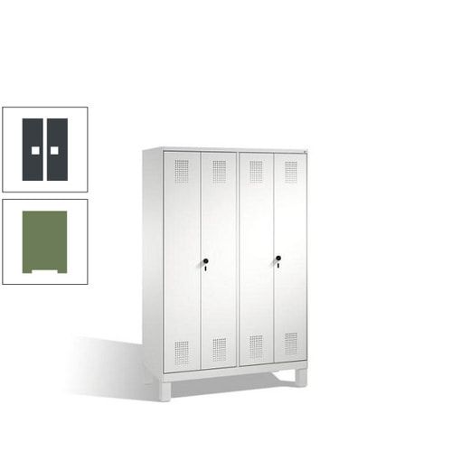 Doppel-Spind, Doppeltüren, Garderobenschrank mit Füßen, 4 Abteile a 300 mm, Korpus anthrazitgrau, Tür anthrazitgrau, 1.850 x 1.200 x 500 mm (HxBxT)
