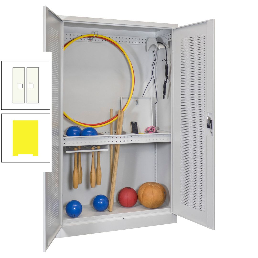 Sportschrank - Lochfeldtüren - Variante 1 - 1.950x1.200x500 mm (HxBxT) - anthrazitgrau