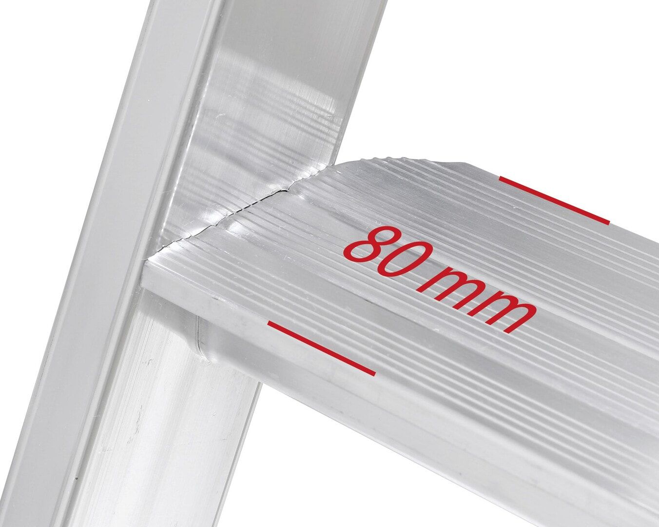 Aluminium Stufenstehleiter, Plattform, Rutschhemmung R11, Kunststoffablage, Eimerhaken, 1.390 x 415 mm (LxB), 3 Stufen, 4 kg, Stufentiefe 80 mm, Hymer