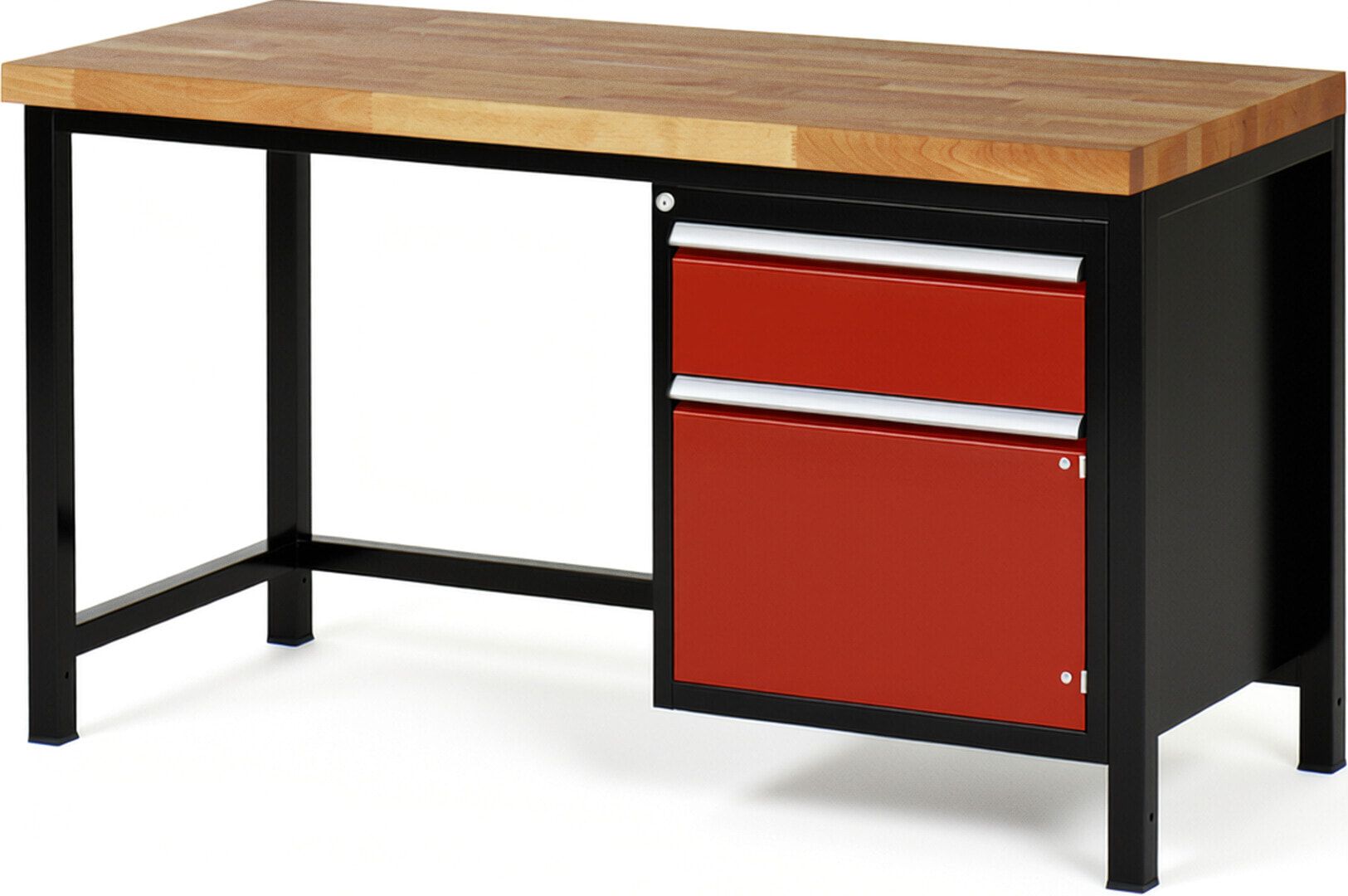 Werkbank, 1 Schrank - 1 Schublade - Teilauszug - 180:1 - Höhe 840-1.040 mm - 1.500 x 700 mm - 1.250 kg - Buche - Anthrazitgrau
