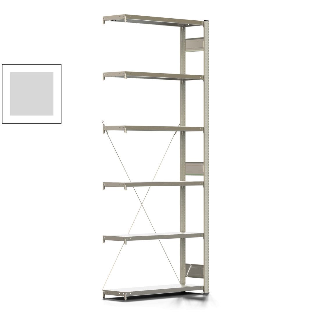 Fachbodenregal mit Tiefenriegel - 350 kg - 2.500 x 1.005 x 326 mm (HxBxT) - Anbauregal - 6 Böden - enzianblau - Lagerregal - Steckregal BERT