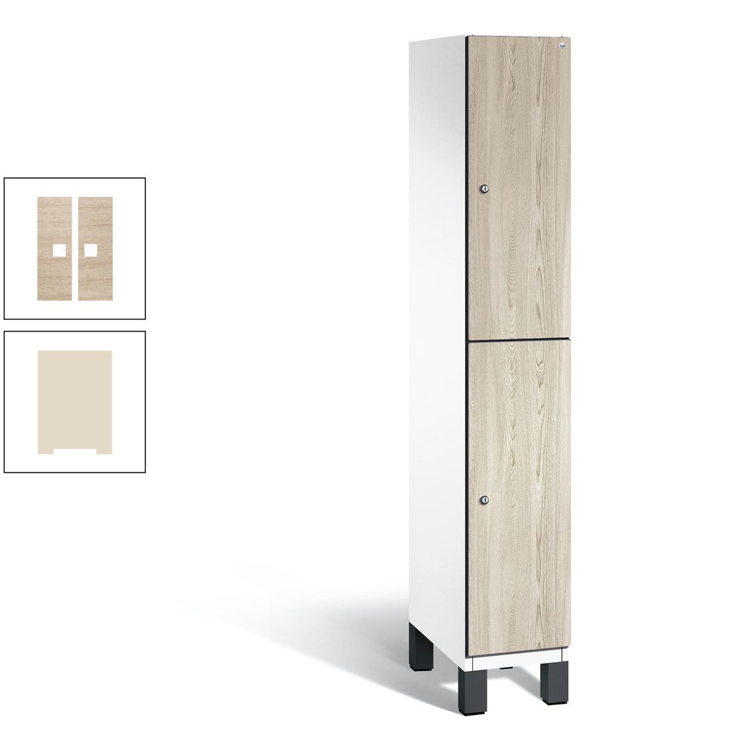 Fächerschrank, Garderobenschrank, mit Füßen, 1 Abteile, 1.980 x 300 x 525 mm (HxBxT), Korpus anthrazitgrau, Tür Donau-Ahorn