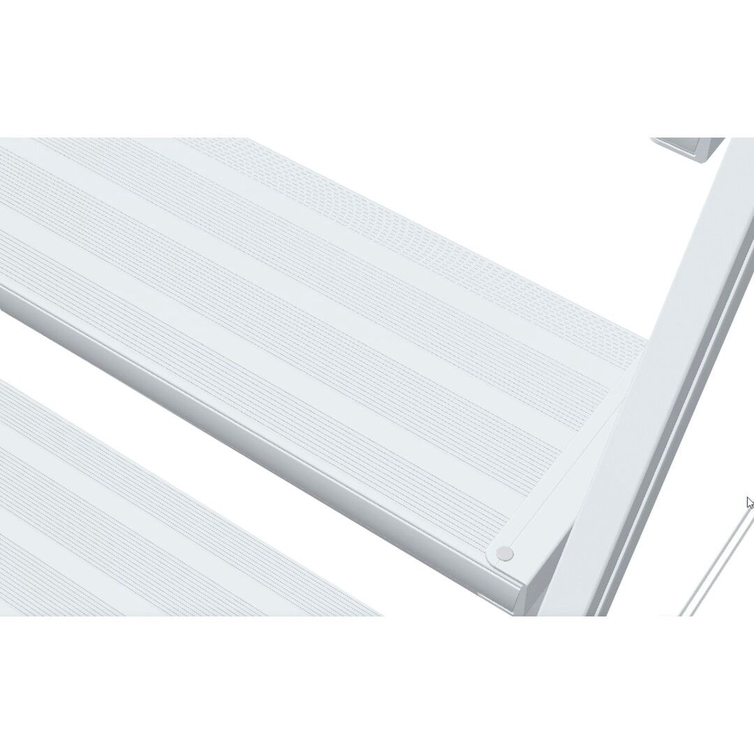 Podesttreppe, fahrbar, 5 Stufen, Aluminium, einseitig, geriffelte Stufen, geschweisste Verbindung, 600x800 mm (BxT) Plattform, Geländer 1.000 mm hoch