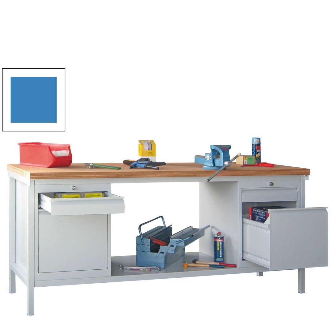 Werkbank mit Schubladenblöcken - 900 x 2.000 x 700 (HxBxT) - anthrazitgrau