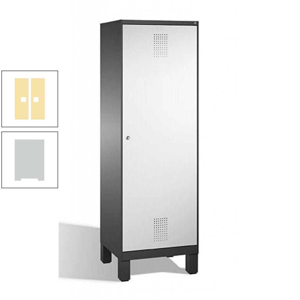 Doppel-Spind, Garderobenschrank, 1 Tür für 2 Abteile a 300 mm, Korpus anthrazitgrau, Türen anthrazitgrau, 1.850 x 600 x 500 mm (HxBxT)