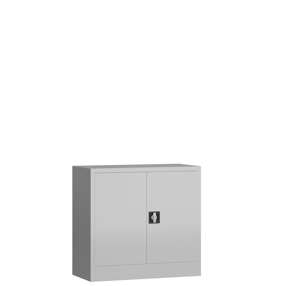 Aktenschrank, Büroschrank, abschließbar, Flügeltüren, 1 Fachboden, 750 x 800 x 380 mm (HxBxT), Stahl, Korpus und Türen lichtgrau