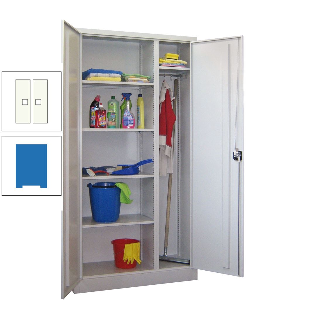 Putzschrank mit Trennwand - 1.950x1.000x400 mm (HxBxT) - Böden pulverbeschichtet - anthrazitgrau