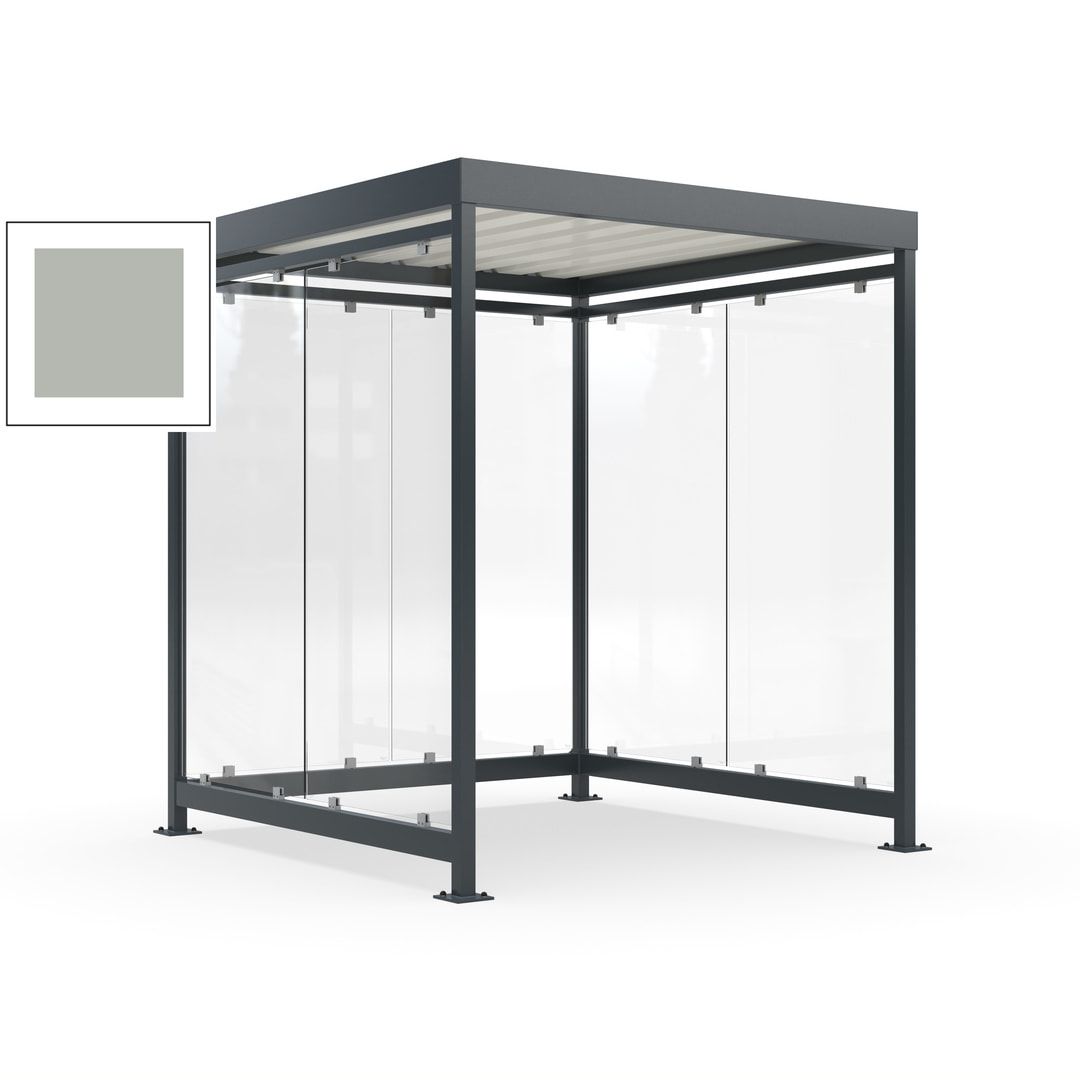 Raucherunterstand, Bushaltestelle, 6-7 Personen, 6 Wände, 2.510 x 2.165 x 2.165 mm (HxBxT), Achatgrau