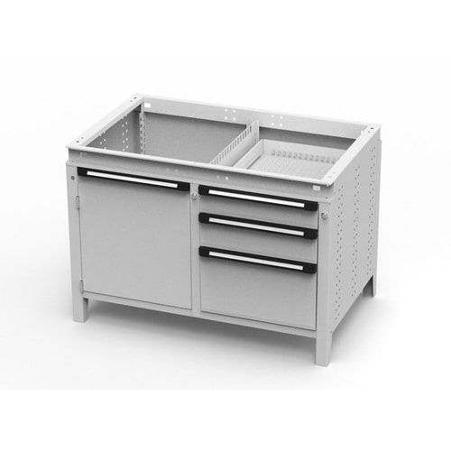 OTTOKIND Werkbank - bündige Arbeitsplatte - 850 x 1.150 x 750 mm (HxBxT) - 3 Schubladen - Schrank - lichtgrau