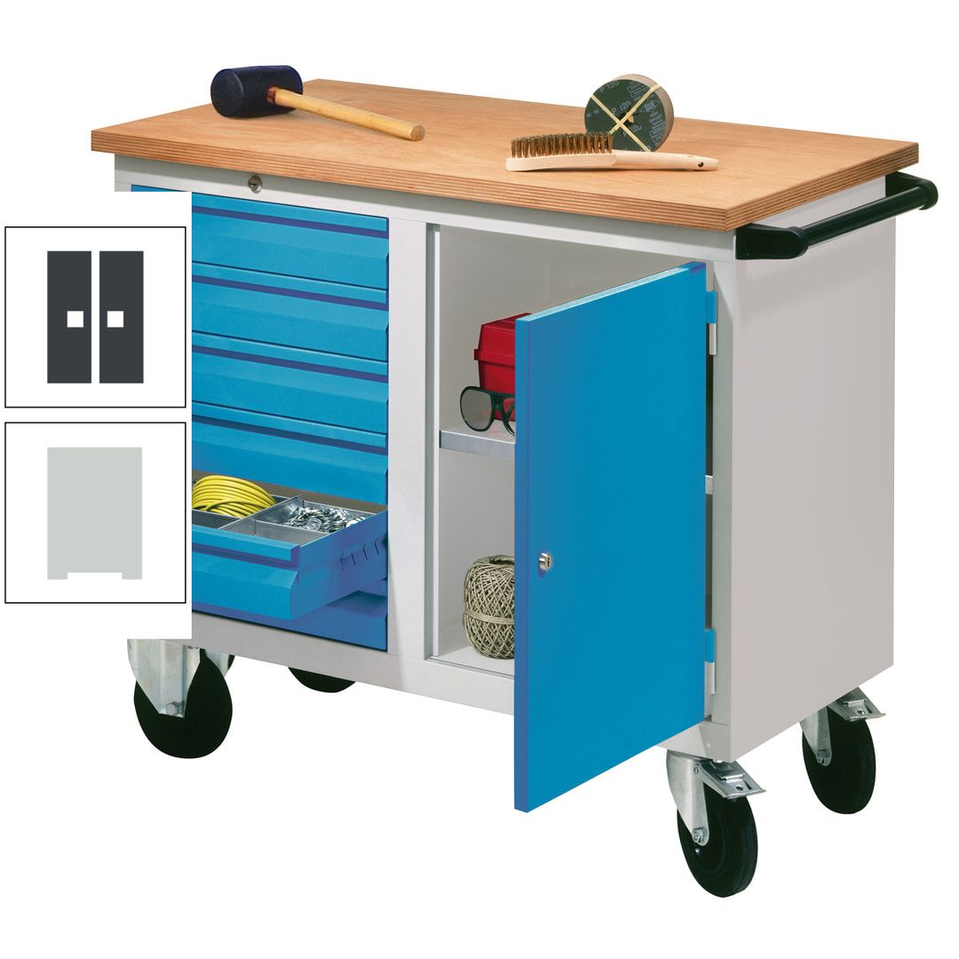 Mobile Werkbank - Werkstattwagen - 915 x 1.090 x 600 mm - 6 Schubladen und Schrankfach - anthrazitgrau