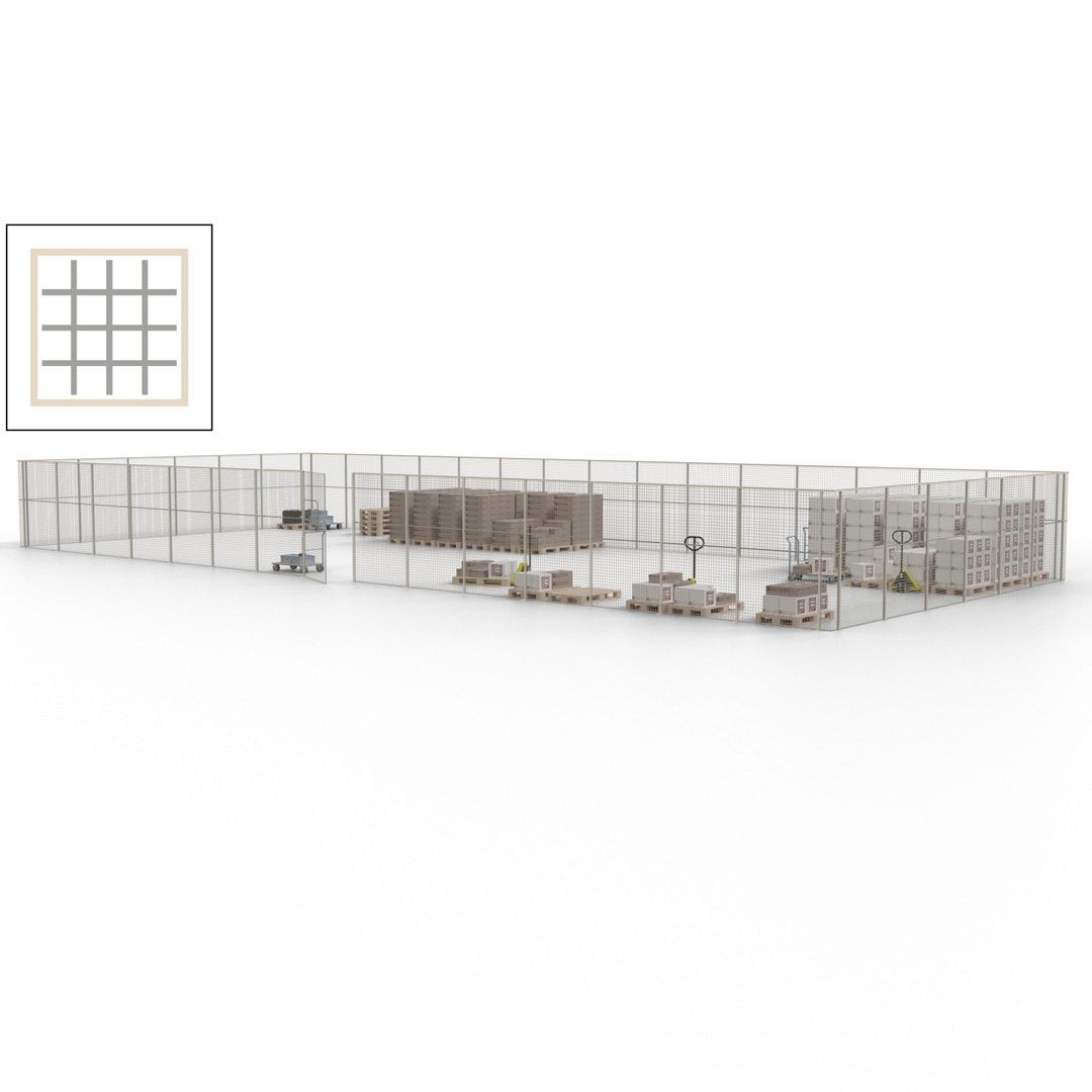 Maschinen Schutzgitter - Hallentrennwand - Sicherheitszaun - Tür - 63 m - 2.200 x 22.900 x 9.400 mm (HxBxT) - enzianblau