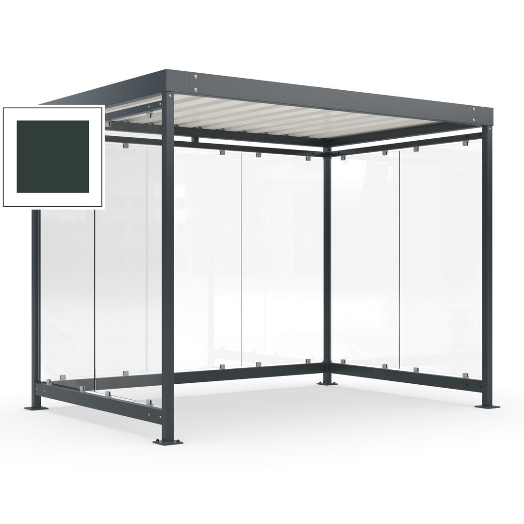 Raucherunterstand, Bausatz, Fahrgastunterstand, Bushaltestelle, 2.510 x 3.180 x 2.165 mm (HxBxT), 7 Wände, Achatgrau