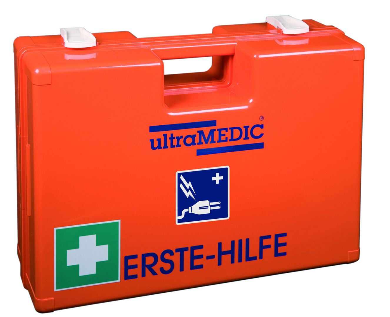 ultraMEDIC Erste-Hilfe-Koffer, Verbandkasten, Baustelle, mit Füllsortiment, nach DIN 13157, Augenspülung, 300 x 430 x 145 mm (HxBxT), ABS, orange
