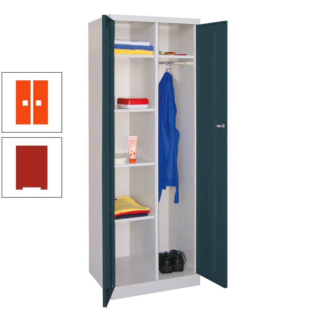 Kleiderschrank mit Sockel - Spind - 1 Abteil mit Trennwand - 1.800x600x500 mm (HxBxT) - Zylinderschloss - anthrazitgrau
