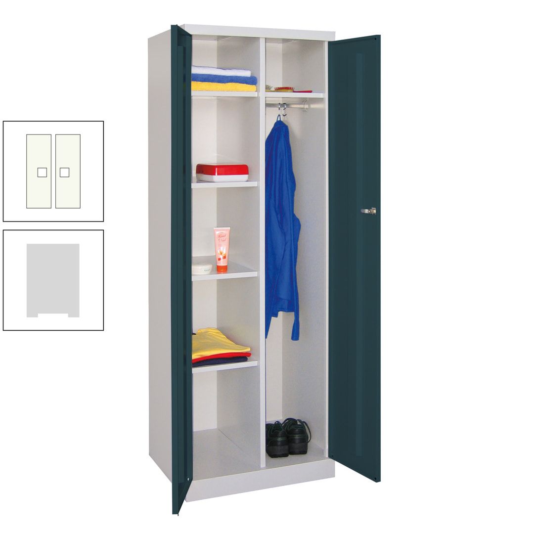 Kleiderschrank mit Sockel - Spind - 1 Abteil mit Trennwand - 1.800x600x500 mm (HxBxT) - Zylinderschloss - anthrazitgrau
