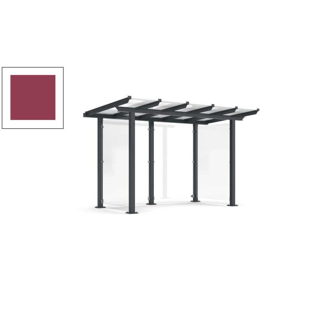 Unterstand mit Pultdach und Sicherheitsglas - feuerverzinkt und farbbeschichtet - 2.435 x 3.850 x 2.090 (HxBxT) - Farbe Achatgrau