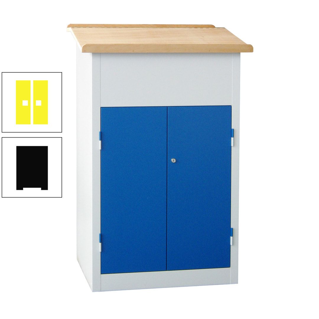 Stehpult mit Schrank - Vollblechtür - Zylinderschloss - 2 Böden - 1.200 x 700 x 600 mm (HxBxT) - anthrazitgrau
