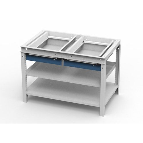 OTTOKIND Werkbank - bündige Arbeitsplatte - 850 x 1.150 x 750 mm (HxBxT) - 2 Schubladen - 2 Ablageböden - lichtgrau