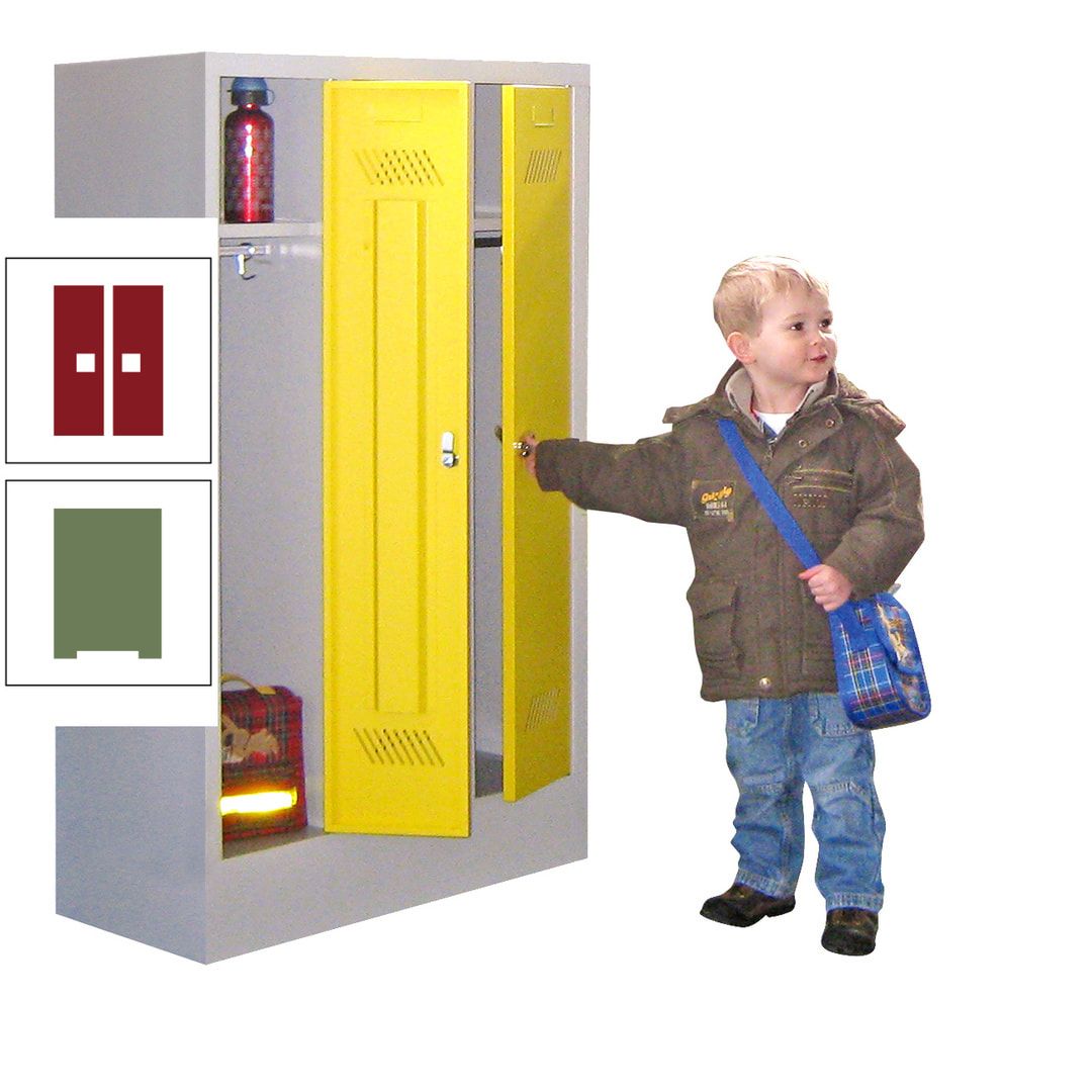 Spindschrank f. Kindergärten - mit Sockel - Höhe 1.300 mm - 2 Abteile a 250 mm - Drehriegel - anthrazitgrau