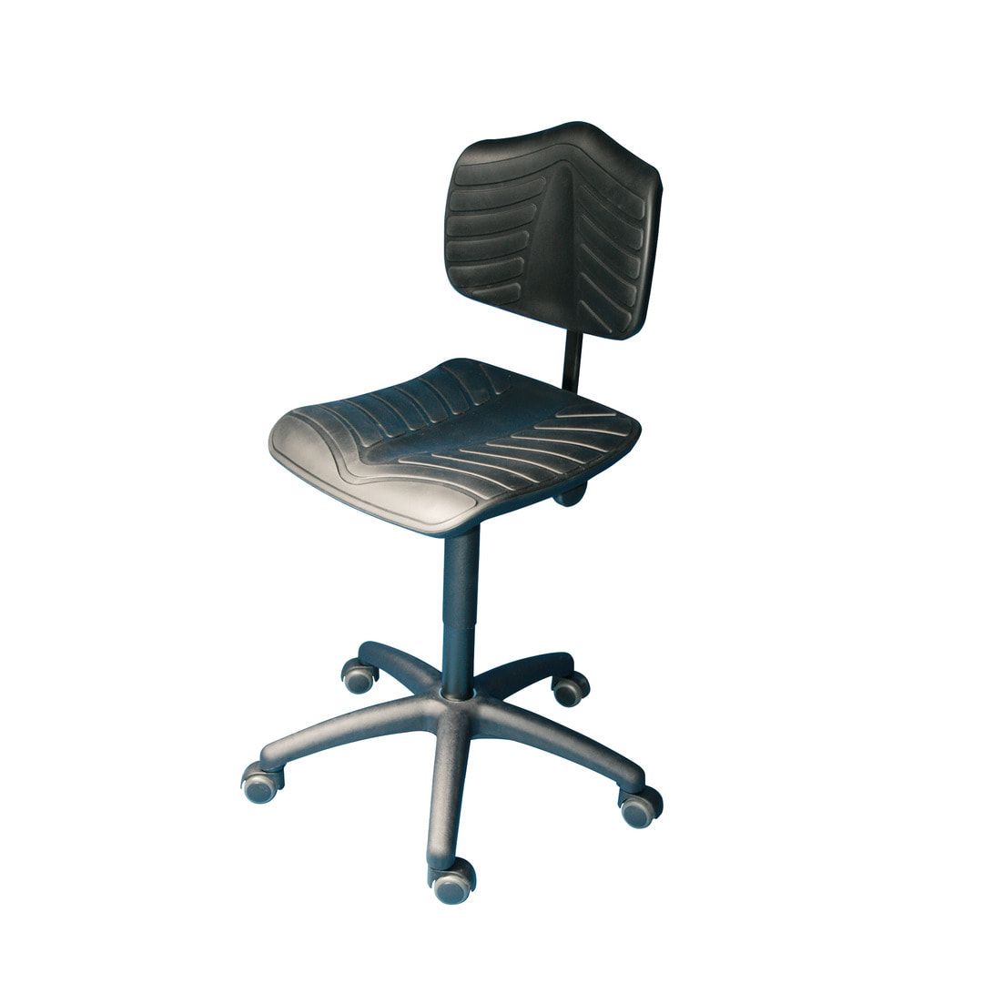 Arbeitsstuhl - ergonomische Polster - Sitzhöhe 460-650 mm - PU supersoft, schwarz - Kunststoff Fußkreuz - Rollen