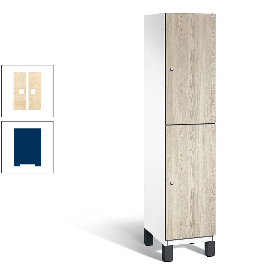 Fächerschrank, Garderobenschrank, mit Füßen, 1 Abteile, 1.980 x 400 x 525 mm (HxBxT), Korpus anthrazitgrau, Tür Donau-Ahorn