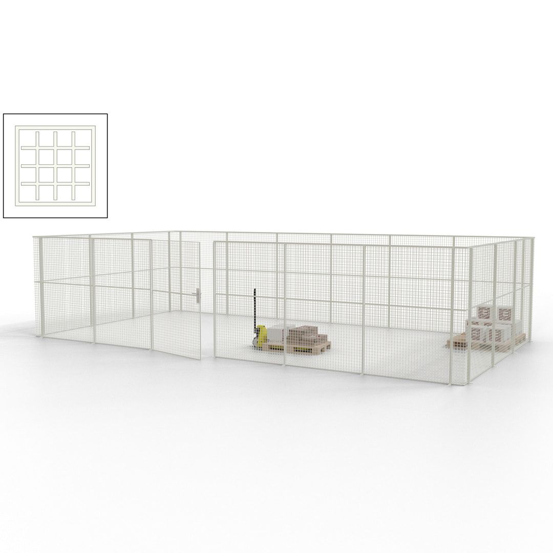 Maschinen Schutzgitter - Hallentrennwand - Sicherheitszaun - Tür - 27 m - 2.200 x 9.400 x 4.900 mm (HxBxT) - enzianblau