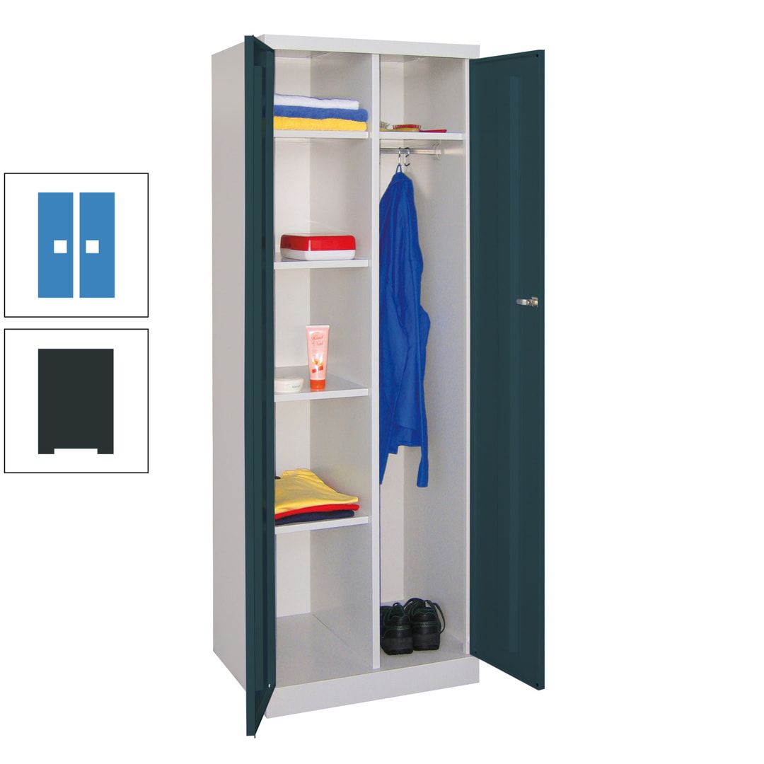 Kleiderschrank mit Sockel - Spind - 1 Abteil mit Trennwand - 1.800x600x500 mm (HxBxT) - Zylinderschloss - anthrazitgrau