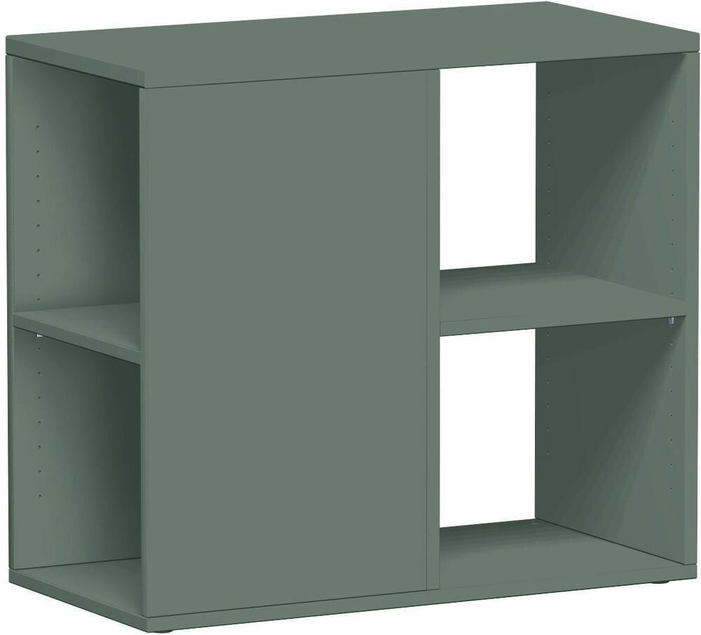 Anstellregal in Schreibtischhöhe, 2 Fächer, 2 Ordnerhöhen, Stellfüße, nivellierbar, 720 x 400 x 800 mm (HxBxT), 37 kg, Dekor Nussbaum