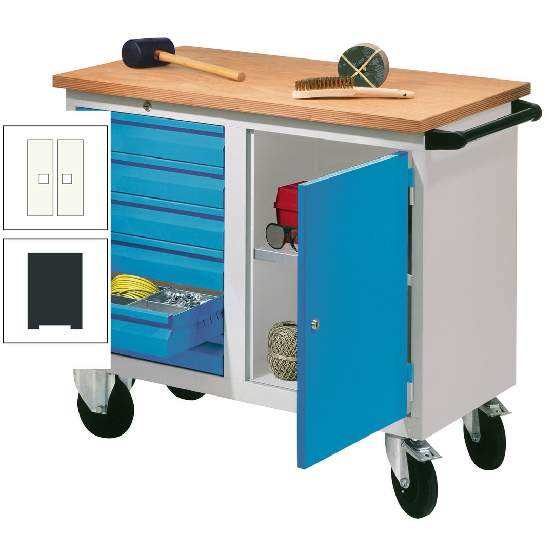 Mobile Werkbank - Werkstattwagen - 915 x 1.090 x 600 mm - 6 Schubladen und Schrankfach - anthrazitgrau