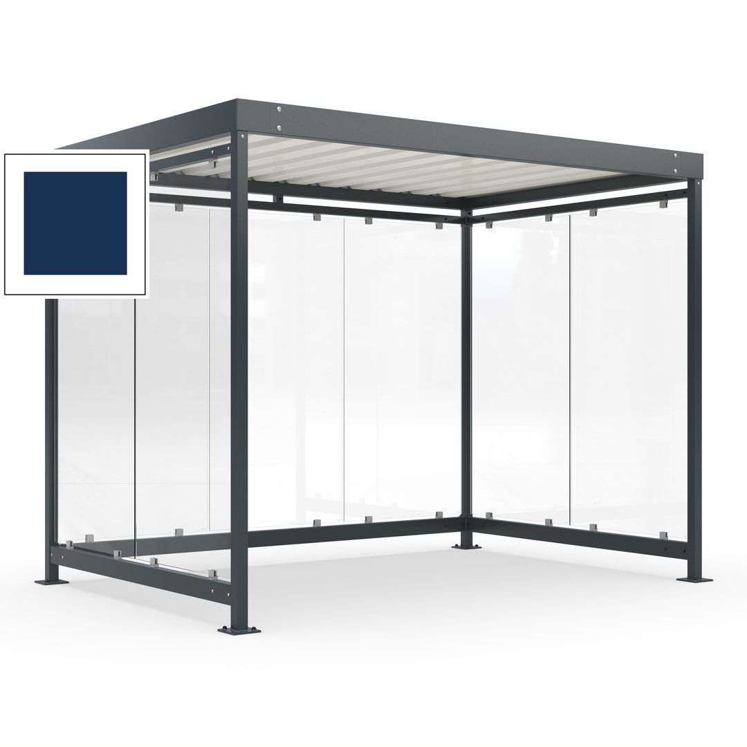 Raucherunterstand, Bausatz, Fahrgastunterstand, Bushaltestelle, 2.510 x 3.180 x 2.165 mm (HxBxT), 7 Wände, Achatgrau