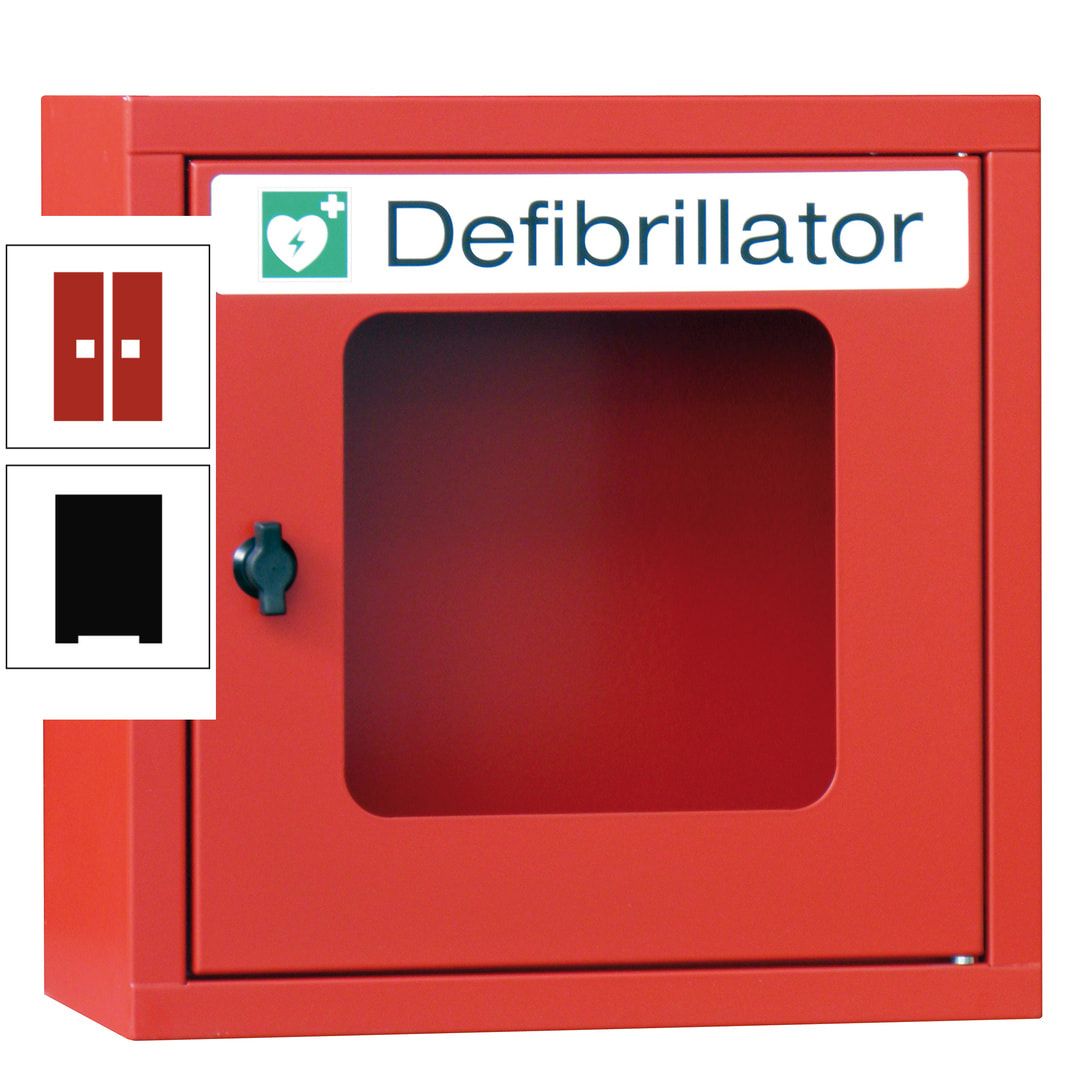 Defibrillatorenschrank - 400 x 400 x 200 mm (HxBxT) - Sichtfenster - anthrazitgrau