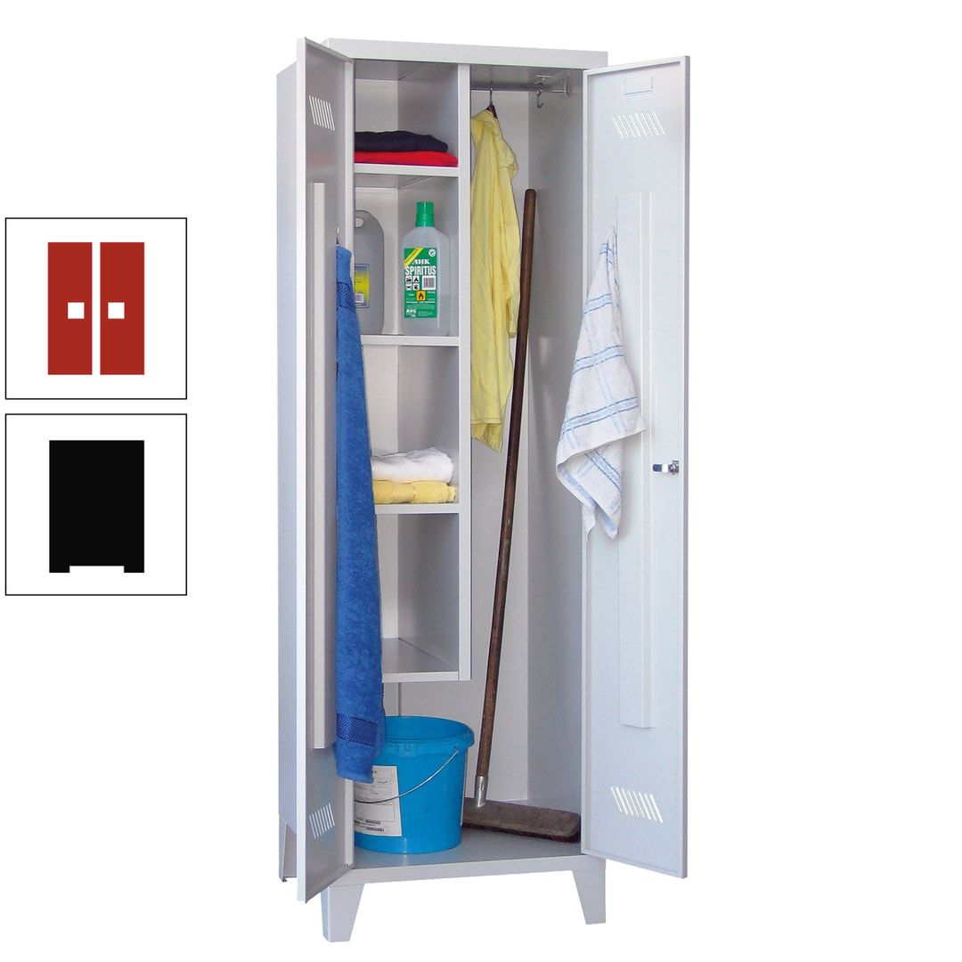 Putzschrank mit Füßen - 1 Abteil mit Trennwand - 1.850x600x500 mm (HxBxT) - Drehriegel - anthrazitgrau